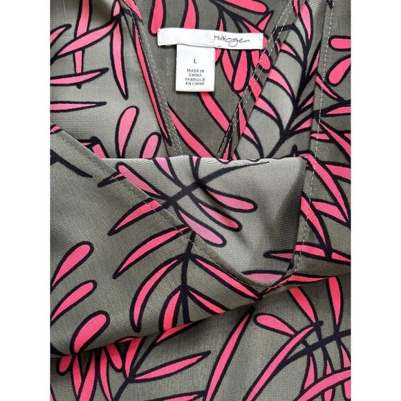 Nordstrom Halogen Palm Print Midi Dress L - Picture 9 of 16